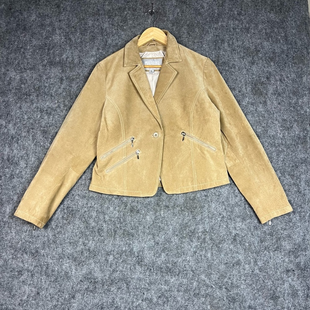 Wilsons Leather MaximaTan Suede Blazer Jacket Women’s Size XL